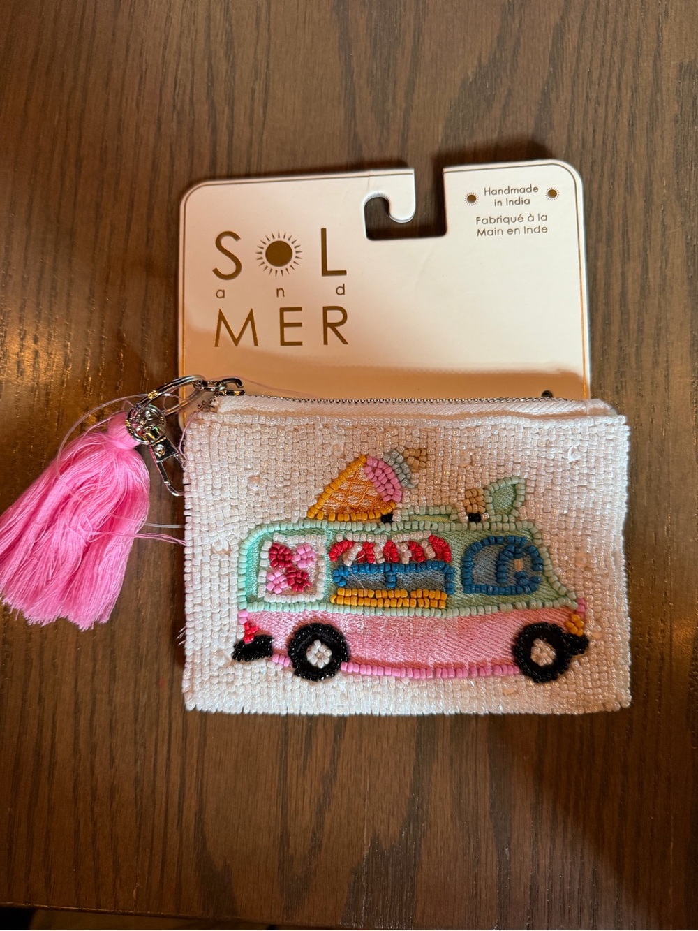 VIRAL Sol and Mer Ice Cream Truck Beaded Bag Coin Purse with Tassel